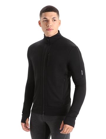 Pánské Mikiny S Kapucí Icebreaker Merino Quantum III Long Sleeve Zip Černé | CZ 1684CTVE